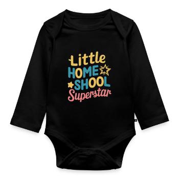 Homeschool Mom Dad Family Life Community Journey - Organic Longsleeve Baby Bodysuit - black - Front