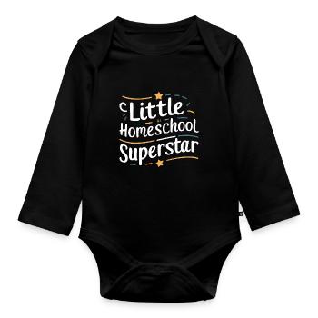 Homeschool Mom Dad Family Life Community Journey - Organic Longsleeve Baby Bodysuit - black - Front