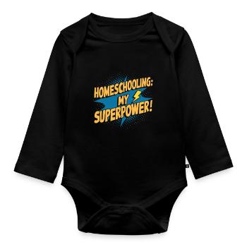Homeschool Mom Dad Family Life Community Journey - Organic Longsleeve Baby Bodysuit - black - Front