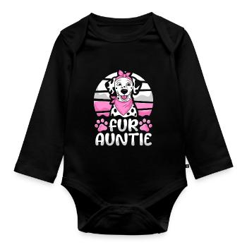 Dalmatian Dog Auntie For Auntie - Organic Longsleeve Baby Bodysuit - black - Front
