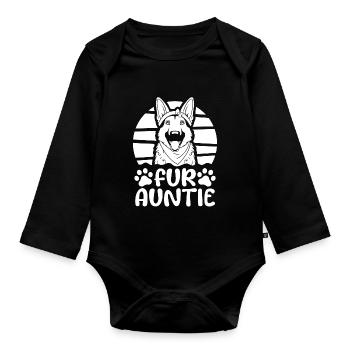 Schäferhund Hundetante Fur Auntie - Baby Bio-Langarm-Body - Schwarz - Vorne