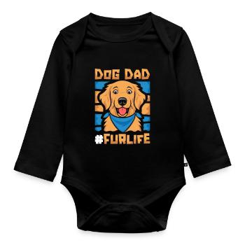 Golden Retriever Père Chien Papa Pour La Vie - Body Bébé bio manches longues - noir - Devant