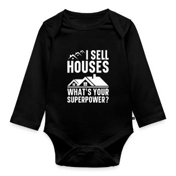 Real Estate Agent House Broker Real Estate Agent Real Estate - Organic Longsleeve Baby Bodysuit - black - Front