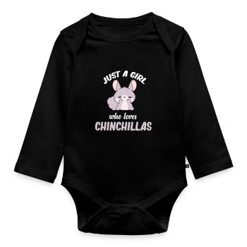 Just a girl who loves chinchillas. - Organic Longsleeve Baby Bodysuit - black - Front