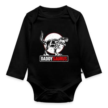 Daddy Saurus T-Rex Dinosaure Hommes Fête des Pères - Body Bébé bio manches longues - noir - Devant