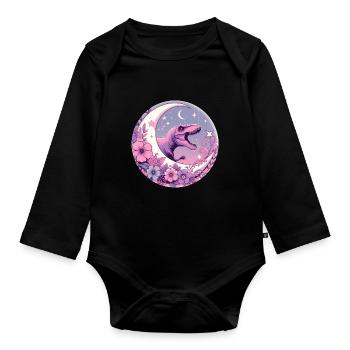Pastel Goth T-Rex Kawaii Aesthetic Creepy - Organic Longsleeve Baby Bodysuit - black - Front