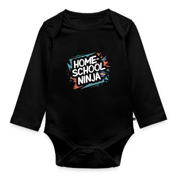 Homeschool Mom Dad Family Life Community Journey - Organic Longsleeve Baby Bodysuit - black - Front