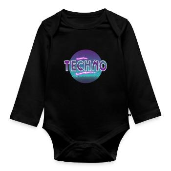 Techno - Body Bébé bio manches longues - noir - Devant