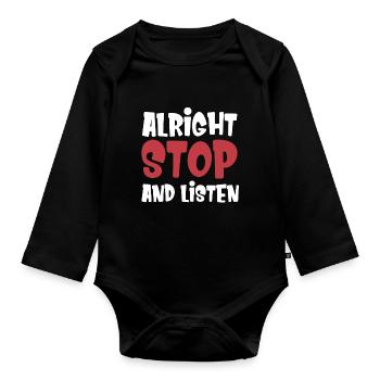 T Shirt for Bewä Okay, Stop Regulating - Organic Longsleeve Baby Bodysuit - black - Front