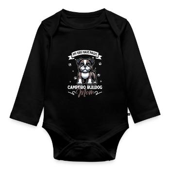 Maman bouledogue Campeiro - Body Bébé bio manches longues - noir - Devant