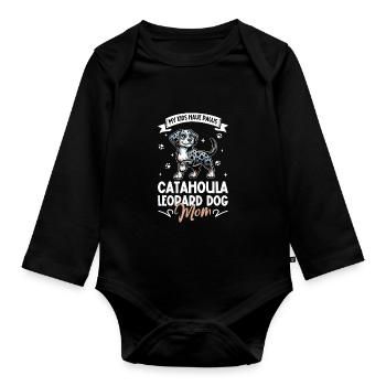 Louisiana Catahoula Leopard Dog Mama - Baby Bio-Langarm-Body - Schwarz - Vorne
