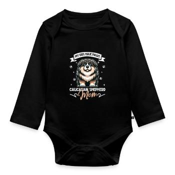 Kaukasischer Owtscharka Mama - Baby Bio-Langarm-Body - Schwarz - Vorne