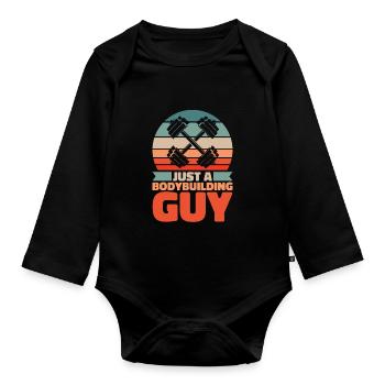 Bodybuilder Bodybuilding Just A Bodybuilding Guy - Organic Longsleeve Baby Bodysuit - black - Front