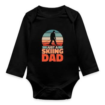 Skiing Après Ski Dad Just A Skiing Dad - Organic Longsleeve Baby Bodysuit - black - Front