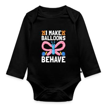 Balloon Twister Ballonkünstler Ballontiere - Baby Bio-Langarm-Body - Schwarz - Vorne