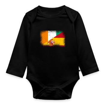 Elfenbeinküste Spanien Fahne - Baby Bio-Langarm-Body - Schwarz - Vorne