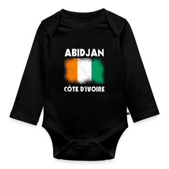 Abidjan Elfenbeinküste - Baby Bio-Langarm-Body - Schwarz - Vorne