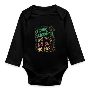 Homeschool Mom Dad Family Life Community Journey - Organic Longsleeve Baby Bodysuit - black - Front