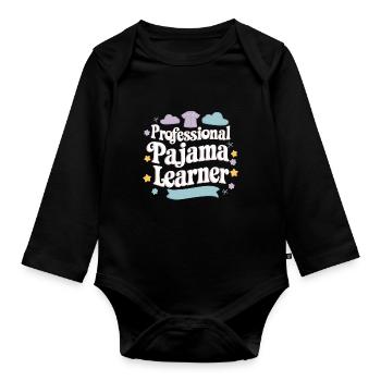 Homeschool Mom Dad Family Life Community Journey - Organic Longsleeve Baby Bodysuit - black - Front