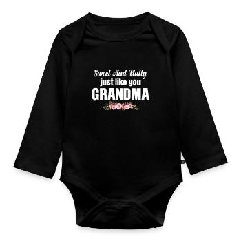 Süß Und Nussig, Genau Wie Die - Baby Bio-Langarm-Body - Schwarz - Vorne