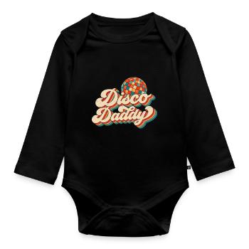 Vintage Disco Daddy Retro Matching Dad Grandpa - Organic Longsleeve Baby Bodysuit - black - Front