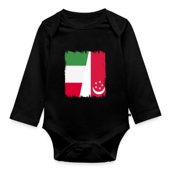 Singapur Italien - Baby Bio-Langarm-Body - Schwarz - Vorne