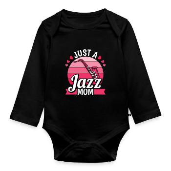 Jazz Musik Just A Jazz Mom - Baby Bio-Langarm-Body - Schwarz - Vorne