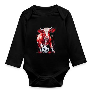 Vache Football Coloré Suisse Animal Design Imprimer - Body Bébé bio manches longues - noir - Devant