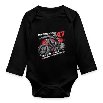 Ich bin nicht 47 Motorradfahrer Biker 47. - Baby Bio-Langarm-Body - Schwarz - Vorne