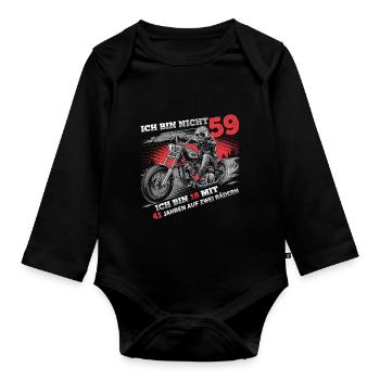 Ich bin nicht 59 Motorradfahrer Biker 59. - Baby Bio-Langarm-Body - Schwarz - Vorne