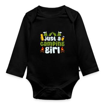 Tent Camping Camping Just A Camping Girl - Organic Longsleeve Baby Bodysuit - black - Front