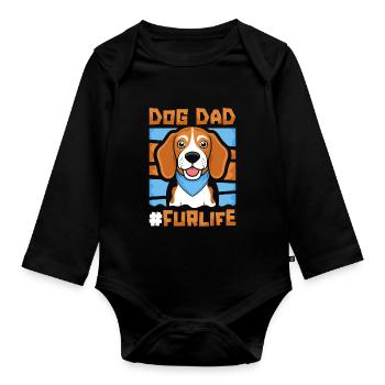 Beagle Vater Dog Dad Fur Life - Baby Bio-Langarm-Body - Schwarz - Vorne