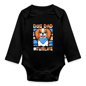 Roi Charles Cavalier Père Chien Papa Pour La Vie - Body Bébé bio manches longues - noir - Devant