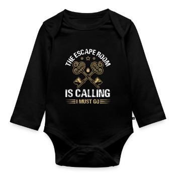 The Escape Room Is Calling I Must Go Mystery Room - Baby Bio-Langarm-Body - Schwarz - Vorne