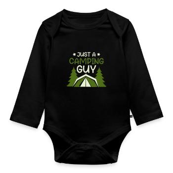 Tent Camping Camping Just A Camping Guy - Organic Longsleeve Baby Bodysuit - black - Front