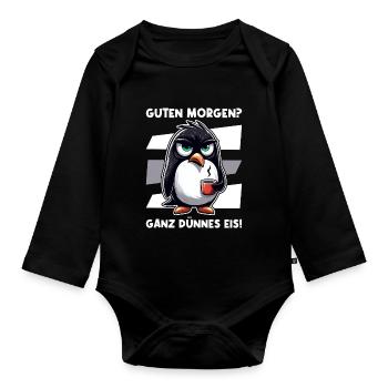 Bonjour très mince glace ami pingouin - Body Bébé bio manches longues - noir - Devant