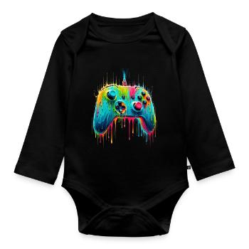 Colorful Gaming Gamer Controller - Organic Longsleeve Baby Bodysuit - black - Front
