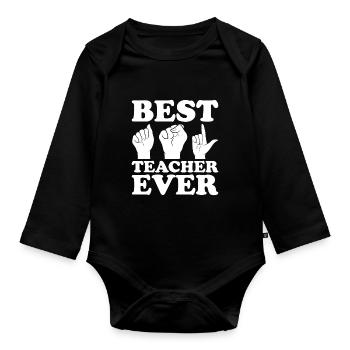 ASL Teacher American Sign Language - Organic Longsleeve Baby Bodysuit - black - Front