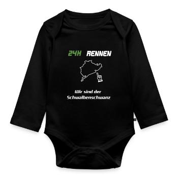 24H-Rennen Schwalbenschwanz Rennsport - Baby Bio-Langarm-Body - Schwarz - Vorne