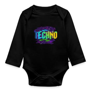 Techno - Organic Longsleeve Baby Bodysuit - black - Front