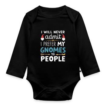 Garden Gnomes Gnome Lover Funny Gnome Gardening - Organic Longsleeve Baby Bodysuit - black - Front