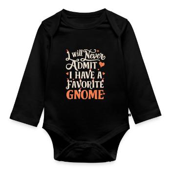 Garden Gnomes Gnome Lover Funny Gnome Gardening - Organic Longsleeve Baby Bodysuit - black - Front