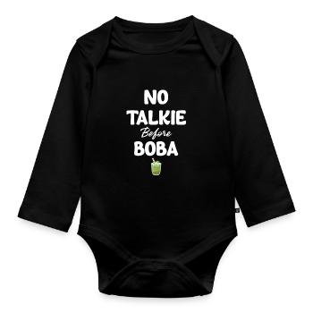 No Talkie Before Boba Bubble Japanese - Organic Longsleeve Baby Bodysuit - black - Front