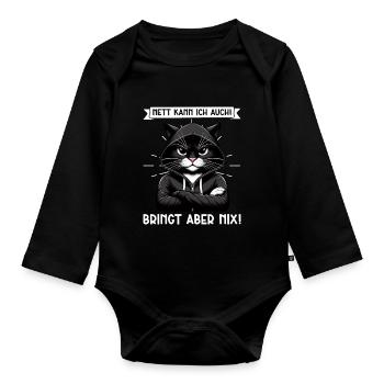 Je peux aussi être gentille ! Mais ça ne sert à rien ! Chat Drôle - Body Bébé bio manches longues - noir - Devant