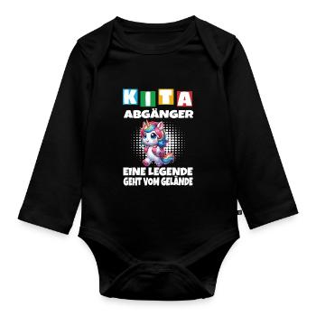 KITA Leavers School Child School Enrollment - Organic Longsleeve Baby Bodysuit - black - Front