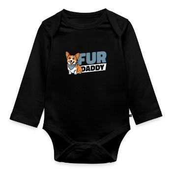 Chien Corgi Papa Pour Papa - Body Bébé bio manches longues - noir - Devant