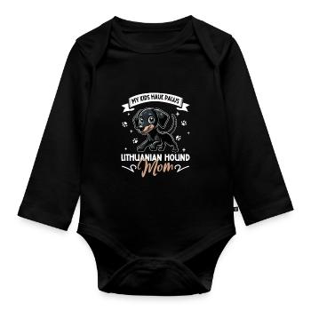Litauische Bracke Mama - Baby Bio-Langarm-Body - Schwarz - Vorne