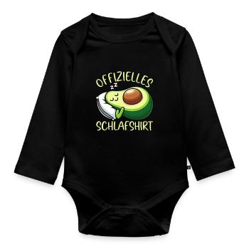Offizielles Schlafshirt Lustige Avocado Pyjama - Baby Bio-Langarm-Body - Schwarz - Vorne