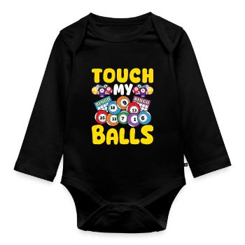 Touch My Balls Bingo Drôle Jeu Caller Bingo - Body Bébé bio manches longues - noir - Devant
