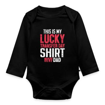 This Is My Lucky Transfer Day Egg Retrieval Funny - Organic Longsleeve Baby Bodysuit - black - Front